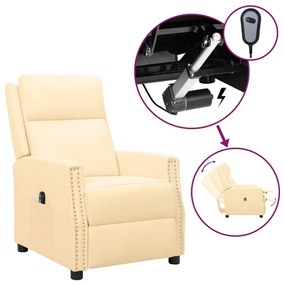 vidaXL Poltrona reclinável elétrica couro artificial cor creme