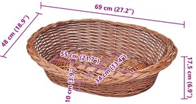 Cesto para cão/cama para animais de estimação salgueiro natural 69 cm