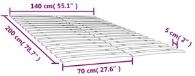 Substituição de ripas de cama com 34 ripas, 2 peças, 70x200 cm