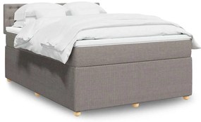 vidaXL Cama com molas/colchão 160x200 cm tecido castanho-acinzentado