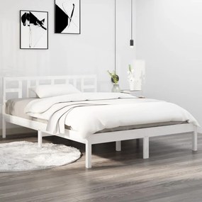 Estrutura de cama 200x200 cm madeira maciça branco