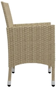 3 pcs conjunto de jantar para jardim bege