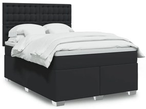 vidaXL Cama com molas/colchão 160x200 cm couro artificial preto