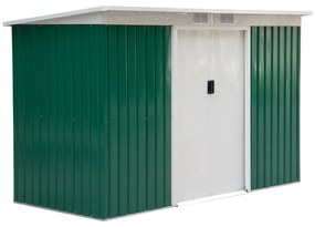 Outsunny Abrigo de Jardim 280x130x172cm Abrigo de Exterior de Aço Galvanizado com Porta Corredeira e Ventilações Verde | Aosom Portugal