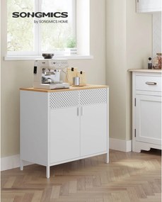 Armário de armazenamento em aço, cozinha, sala, escritorio 40 x 80 x 76 cm com orifícios bege-branco