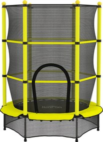 HOMCOM Cama Elástica Infantil Ø140 cm para Crianças dos 3-10 Anos com Rede de Segurança, Suporta até 50 kg, para Interior e Exterior, Amarelo | Aosom Portugal
