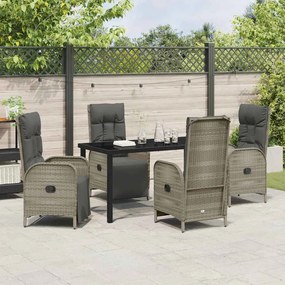 Conjunto de Jantar de Jardim com 5 Peças e Almofadas, Rattan Sintético