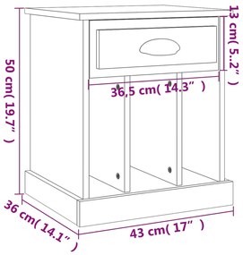 Mesa de cabeceira 43x36x50 cm cor carvalho fumado