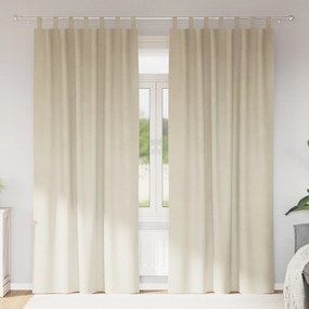 Cortinas Blackout vidaXL com Laços para Pendurar 2 pcs Veludo Creme