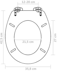 Assento de sanita com tampa de fecho suave MDF castanho