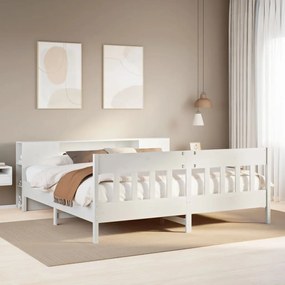 Cama com estante sem colchão 200x200 cm pinho maciço branco