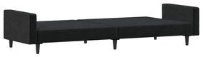 Sofá-cama de 2 lugares veludo preto