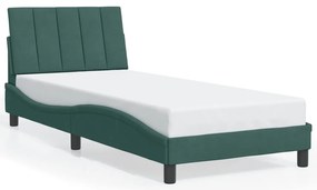 Estrutura de cama c/ luzes LED 80x200 cm veludo verde-escuro
