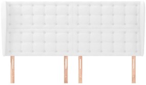 Cabeceira cama c/ abas couro artificial 183x23x118/128cm branco