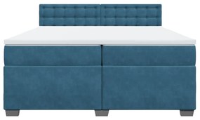 Cama com molas/colchão 200x200 cm veludo azul