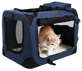 Transportadora dobrável para cães, caixa de transporte para cães 60 x 42 x 42 cm azul escuro