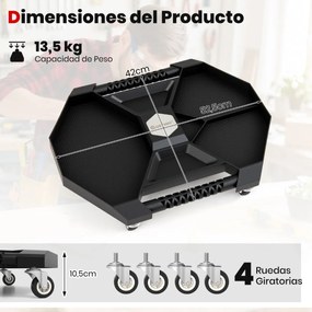 Carrinho de ferramentas oficina 52,5 x 42 x 10,5 cm com bandeja e 4 rodas giratórias Capacidade de peso de 135 kg Preto