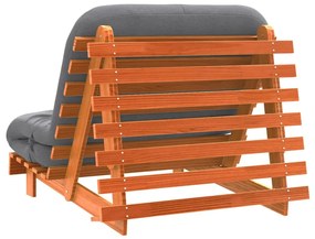 Sofá-cama futon c/ colchão madeira de pinho maciça castanho-mel