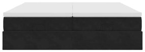 Estrutura de cama otomana com colchões 160x200 cm veludo preto