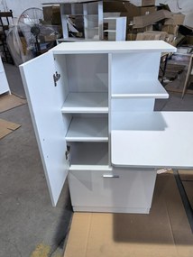 HOMCOM Mesa para Computador com Estante e Armário, 150 cm, Branco | Aosom Portugal