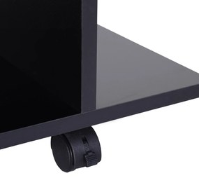 Mesa de TV com prateleiras e rodas Superfície de melamina 40x40x80 cm Preto