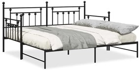 Estrutura de Daybed com Cama Extra VidaXL Preta 90x190 cm Aço