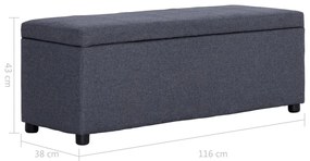 Banco c/ compartim. arrumação 116 cm poliéster cinzento-escuro