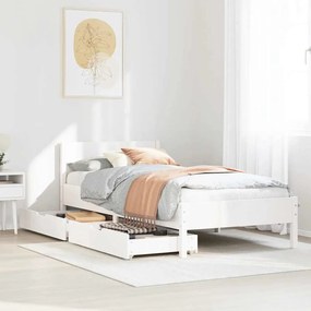 vidaXL Cama sem colchão 100x200 cm madeira de pinho maciça branco