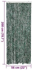 Cortina anti-insetos 56x200 cm chenille verde e branco