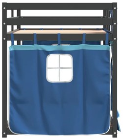Beliche com cortinas 90x190 cm madeira de pinho maciça azul