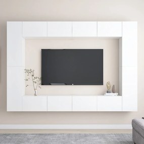 vidaXL 8 pcs conjunto móveis de TV derivados madeira branco brilhante