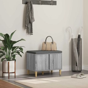 vidaXL Banco de Hall com almofada Cinza Sonoma 60 x 38 x 46 cm