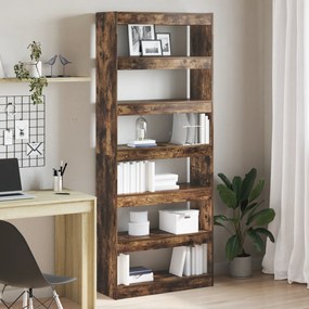 vidaXL Gabinete de Livros/Divisória de Ambiente em Carvalho Fumado 80x30x198 cm