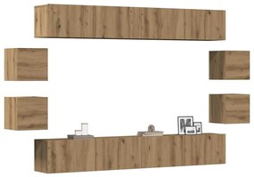 Conjunto de armário TV parede 8 pcs madeira carvalho artisiano