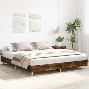Estrutura de cama sem colchão 200x200 cm carvalho fumado