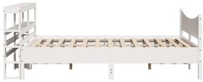 Estrutura de cama com cabeceira 160x200 cm pinho maciço branco