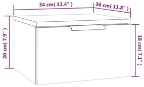 Mesa de Cabeceira Joan-  De Parede - Cor Castanho - 34x30x20 cm - Desi