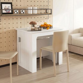Mesa de Jantar Dobrável, 60-180 x 85 x 75 cm, Extensível até 6 Pessoas (CADEIRAS NÃO INCLUIDAS), Branca