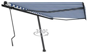 Toldo retrátil manual independente 450x300 cm azul e branco