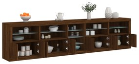 Aparador com luzes LED 283x37x67 cm carvalho castanho