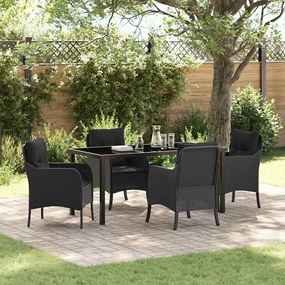 vidaXL Conjunto de Jantar para Jardim 5 pcs Preto Rattan Sintético