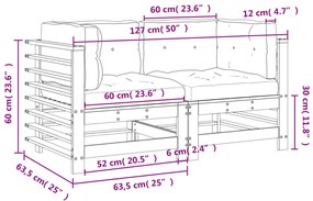 Sofás de canto com almofadões 2 pcs pinho maciço castanho-mel