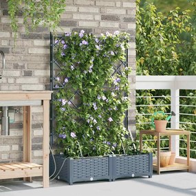 vidaXL Vasos de Jardim com Sistema de Irrigação - 2 Peças Cinza Claro
