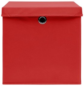 Caixas de arrumação com tampas 4pcs 32x32x32 cm tecido vermelho