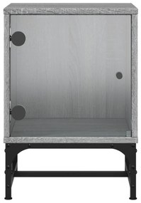 Mesa cabeceira c/ portas vidro 2 pcs 35x37x50cm cinzento sonoma