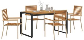 Conjunto de Jantar para Jardim vidaXL de 5 Peças Bege Poli Rattan Acác