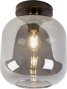 Candeeiro de teto design preto e dourado com vidro fumê - Zuzanna