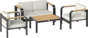 Outsunny Conjunto de Móveis de Jardim em Alumínio para 4 Pessoas Repelente à Água Extra Profundo com Sofá 2 Lugares 2 Poltronas | Aosom Portugal