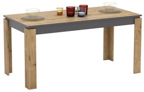 Mesa de jantar PHILIPPA, bilaminado carvalho com cinza escuro, 160 x 80 cms