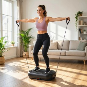 Plataforma Vibratória de Fitness, 48 x 32 x 12,5 cm, 120 Velocidades, Preta